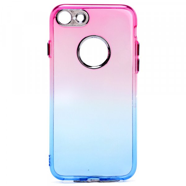 Wholesale iPhone 7 Plus Two Tone Color Hybrid Case (Hotpink Blue)